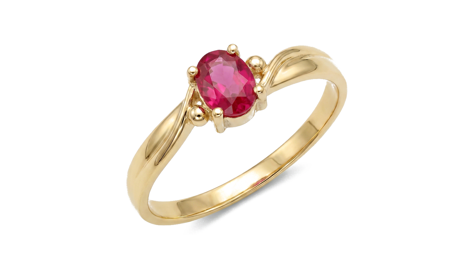 Anel Rubi Swirl — ouro 18k amarelo com rubi oval em cravação ondulada com toques laterais em ouro