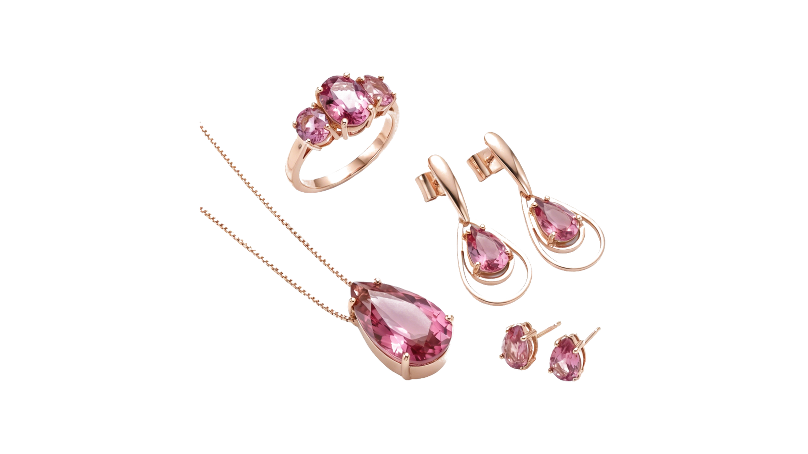 Conjunto Master Rubelita — ouro 18k amarelo com rubelitas naturais brasileiras