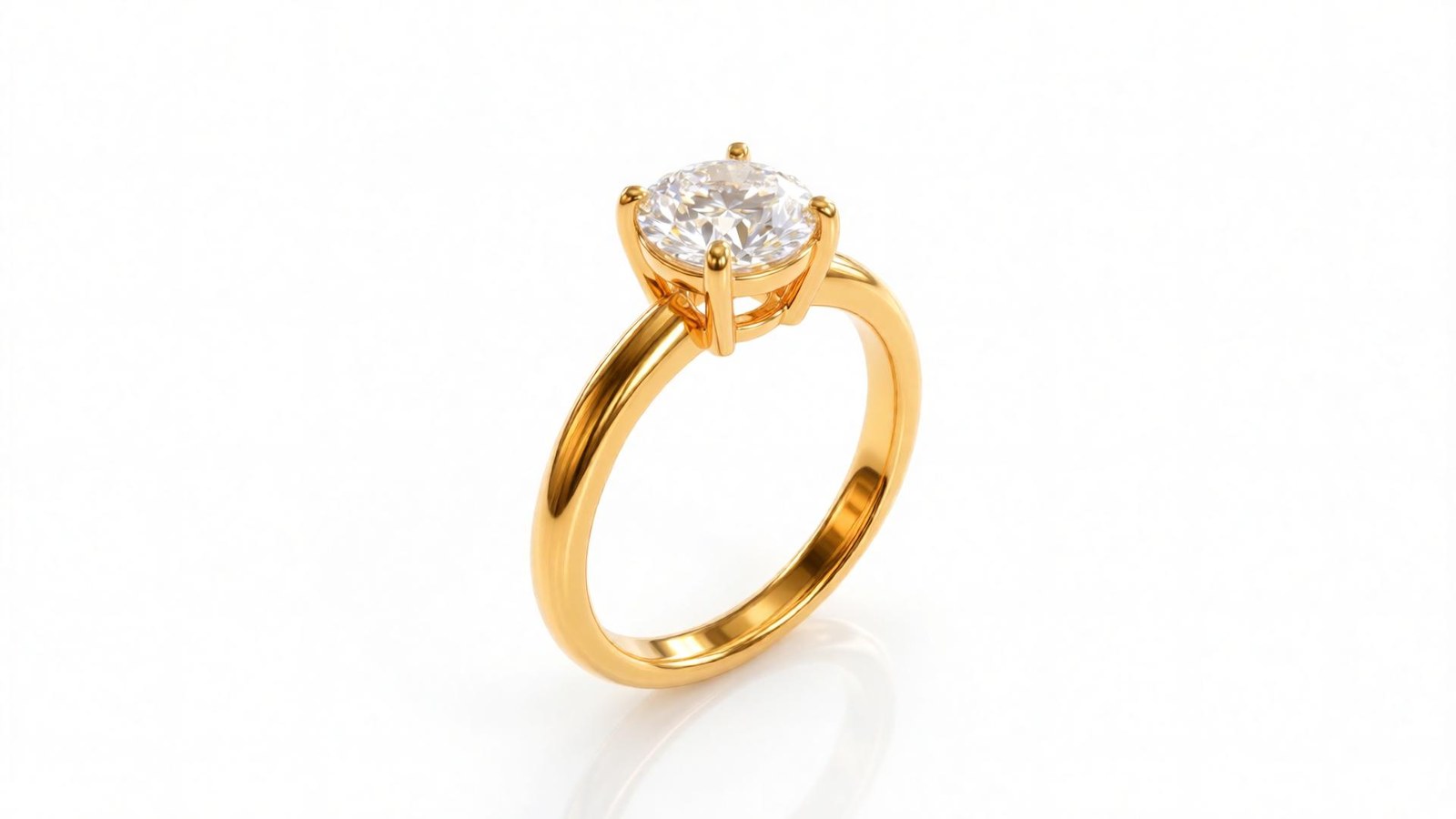 Anel Solitário Eterno — ouro 18k amarelo com diamante brilhante natural 1.0ct