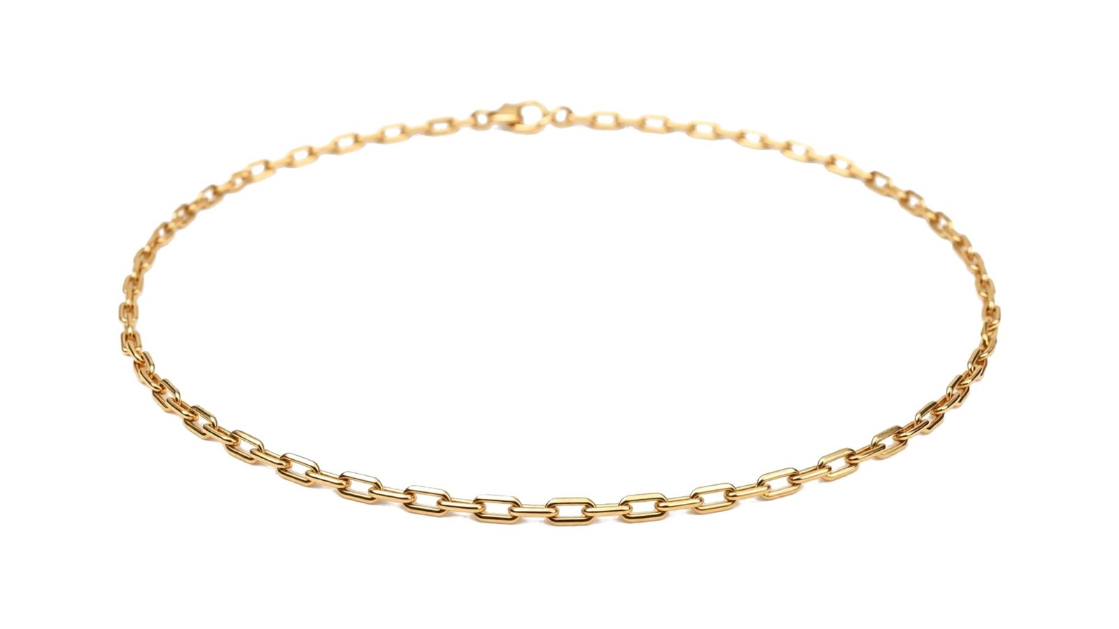Corrente Cabo (Forçada) em ouro 18k amarelo · elos ovais clássicos entrelaçados · padrão universal
