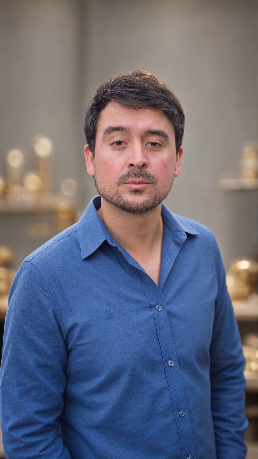 Jivan López, mestre ourives e designer de joias, no ateliê em Ouro Preto