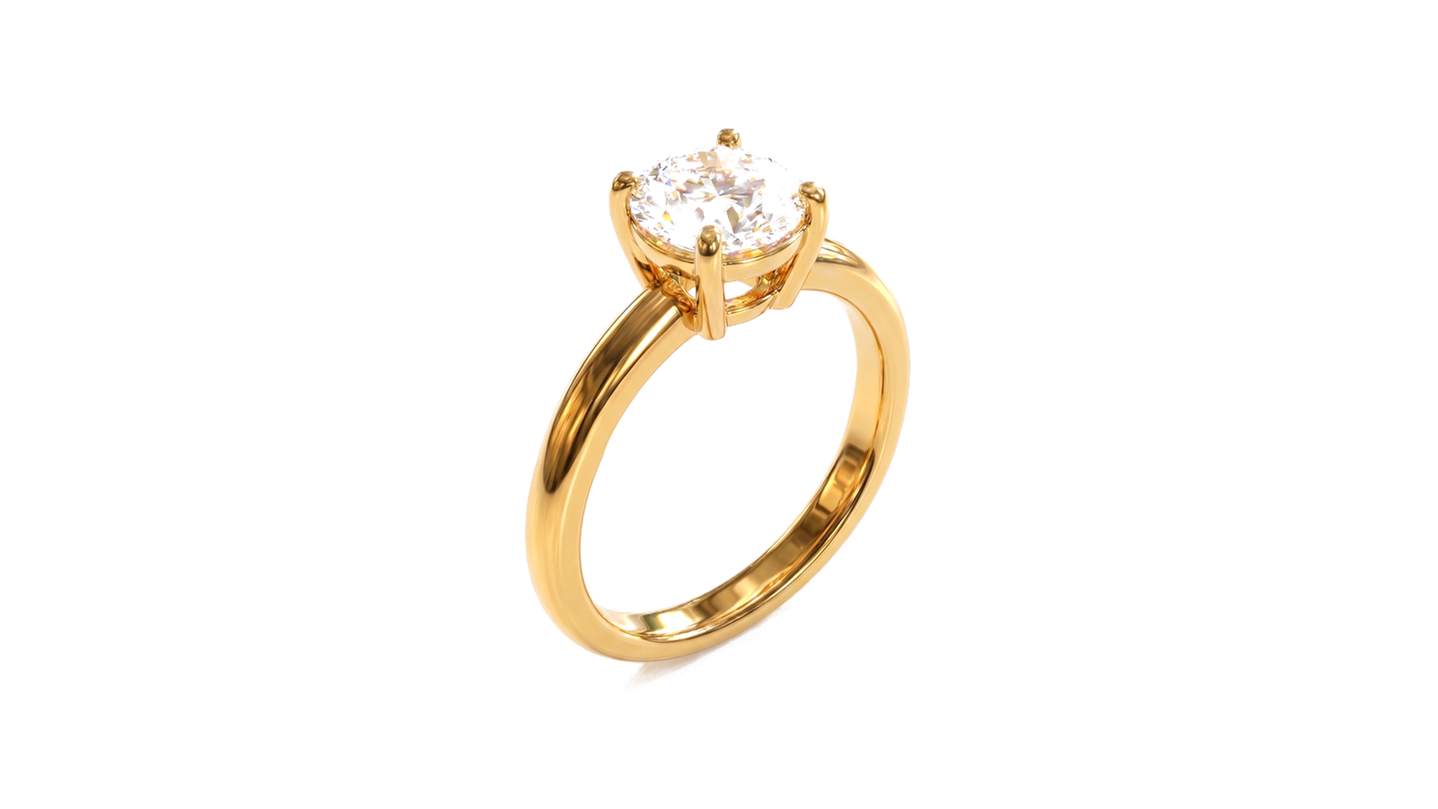 Anel Solitário Eterno — ouro 18k amarelo com diamante brilhante natural 1.0ct